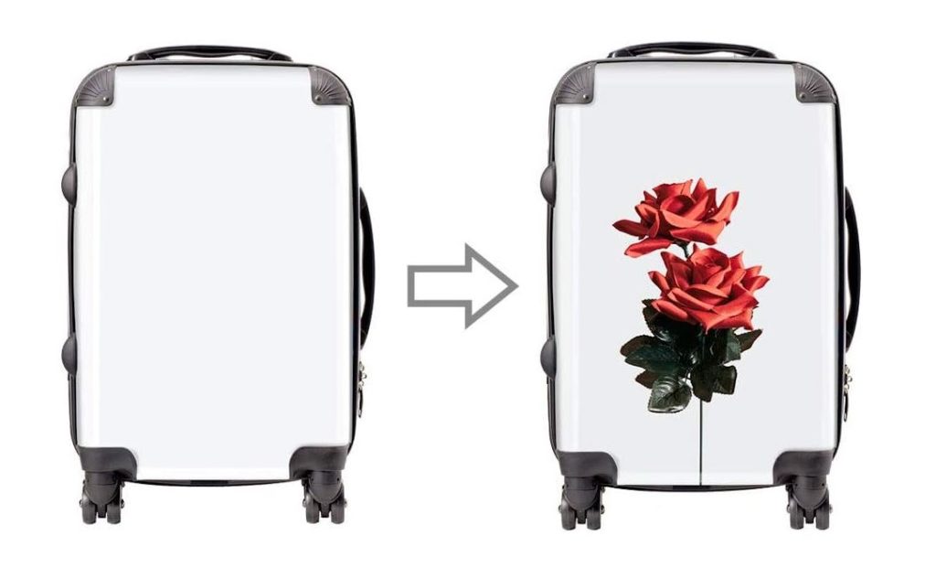 valise personnalisée avec une rose