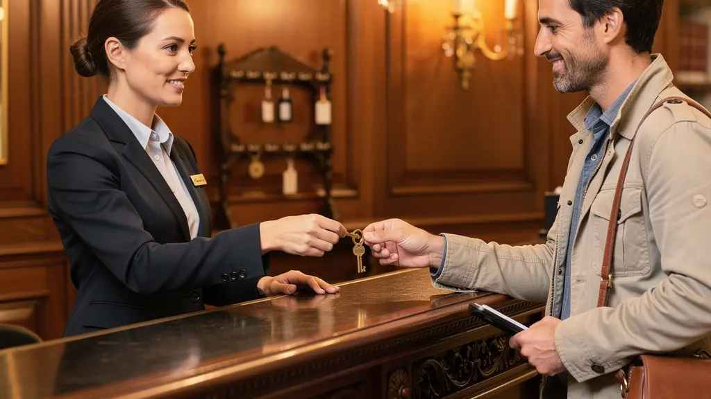 Réception d'un hôtel de charme parisien avec boiseries classiques