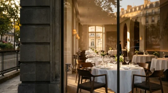 Service raffiné dans un restaurant étoilé avec une assiette gastronomique et un décor élégant