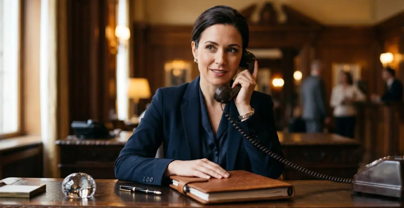 Concierge professionnel au téléphone avec carnet d'adresses exclusif