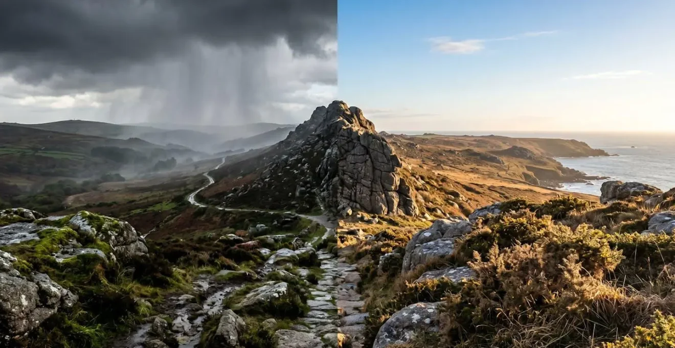 Schématisation de l'effet de foehn sur les Monts d'Arrée créant des microclimats bretons