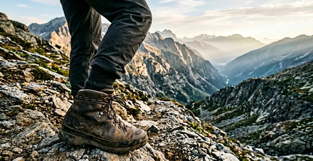 Technique de laçage de chaussures de randonnée en situation de descente montagne