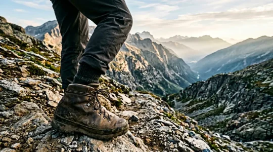 Technique de laçage de chaussures de randonnée en situation de descente montagne