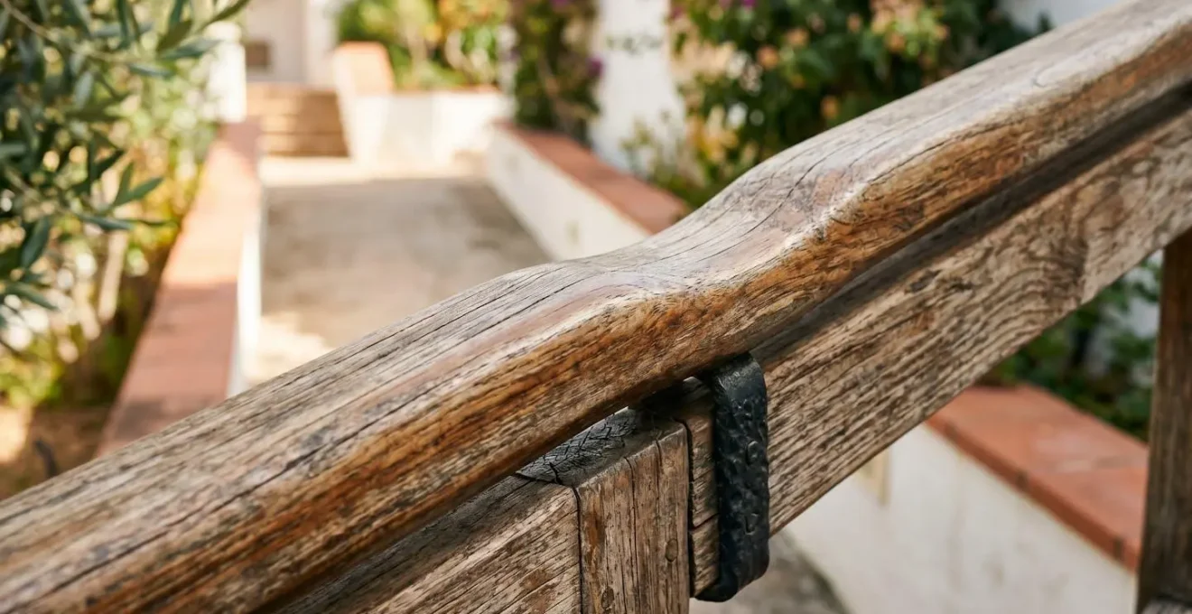 Détail architectural d'un accès adapté aux seniors dans un village vacances